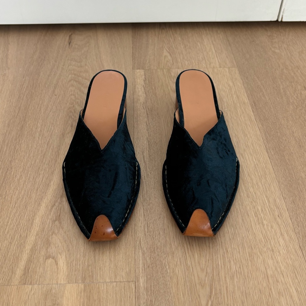 Rachel Comey green velvet mules